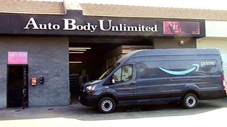 Amazon fleet van auto body repair paint job